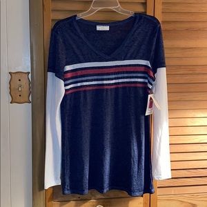 Striped Vneck Tee